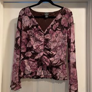 INC Lacey Lined Purple Top XL
